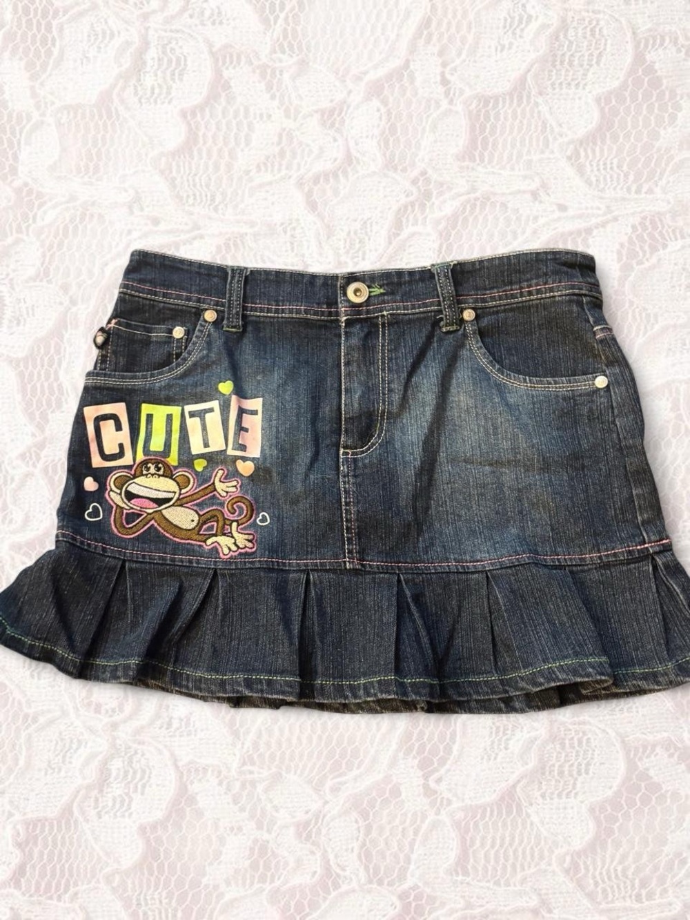 Vintage Y2K Sock Monkey Bobby
Jack Denim Mini Skirt